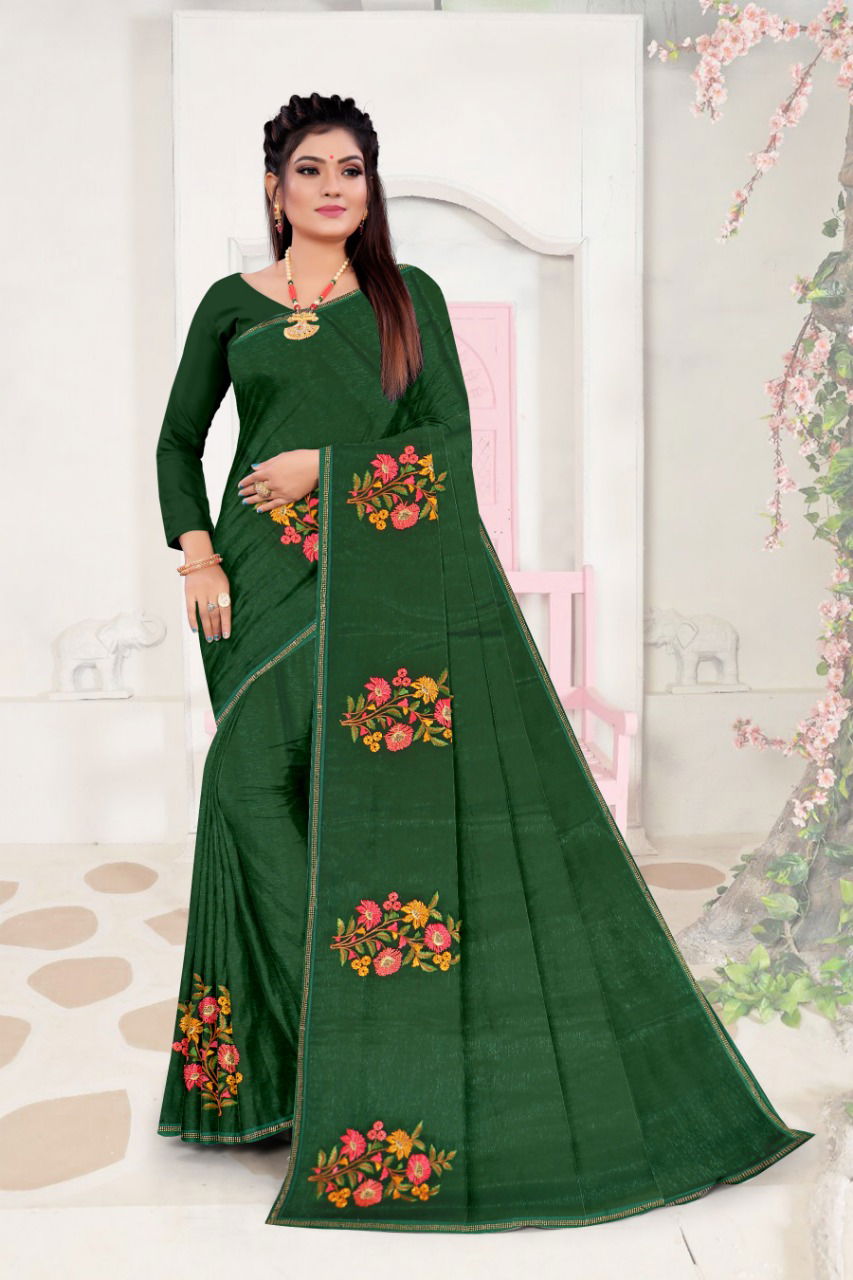 Shanaya Activa Fancy Designer Regular Waer Embroidery Work Chiffon Saree Collection